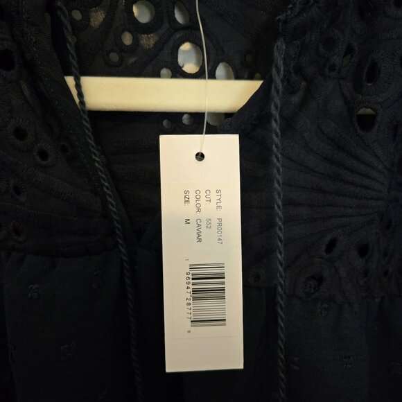 NWT Parker & Rowe Eyelet Lace Peasant Blouse - Black - Size Medium - Picture 3 of 5